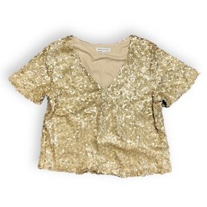 Gold Sequin Socialite cropped blouse - small